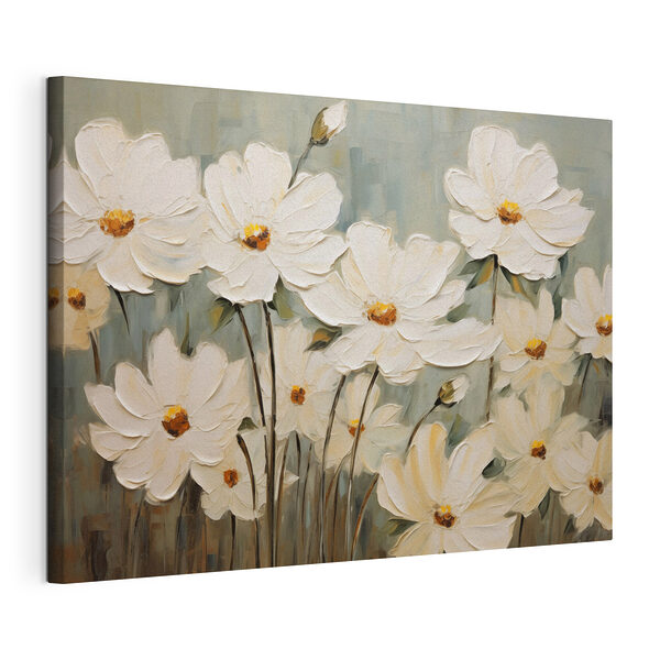 Stampa su tela Dipinto raffigurante fiori bianchi