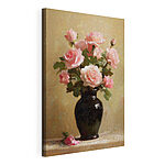 Stampa su tela Vaso con fiori rosa