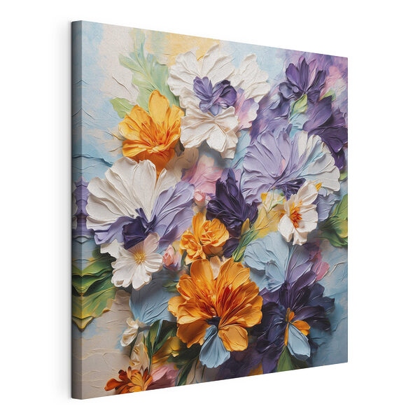 Dipinto di fiori su fondo blu Stampa su tela Dipinto di fiori su fondo blu