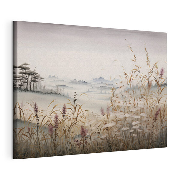 Dipinto raffigurante un paesaggio con erba e fiori Stampa su tela Dipinto raffigurante un paesaggio con erba e fiori