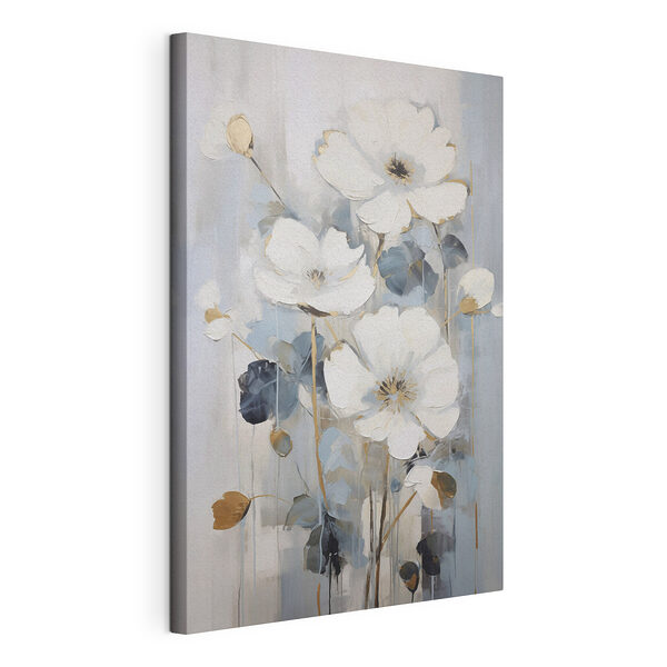 Stampa su tela Dipinto raffigurante fiori bianchi
