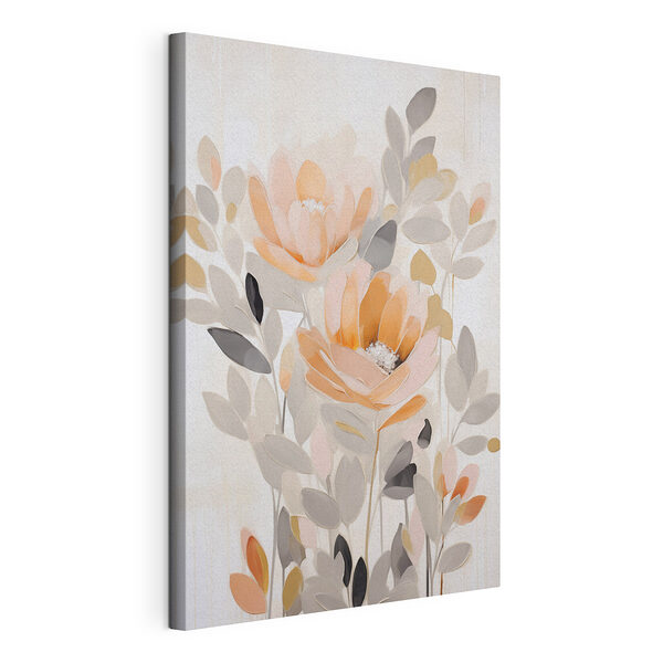 Stampa su tela Dipinto di fiori e foglie