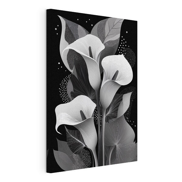Stampa su tela Elegante motivo floreale in tonalità monocromatiche