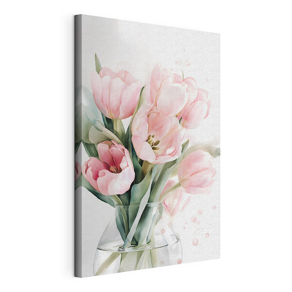Stampa su tela Tulipani rosa tenue in un vaso