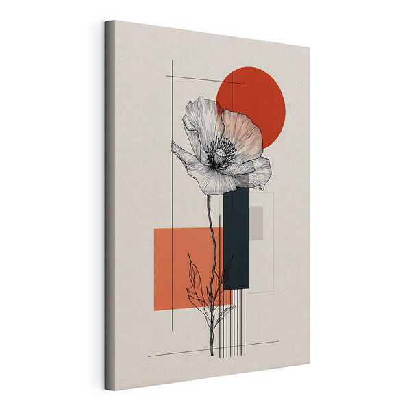 Stampa su tela Fiore con uno stelo e un cerchio rosso