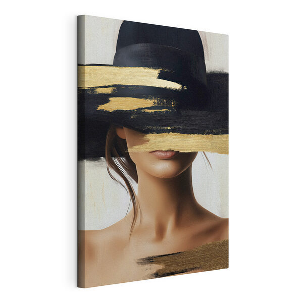 Donna con un cappello che le copre il viso Stampa su tela Donna con un cappello che le copre il viso