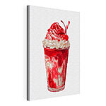 Stampa su tela Milkshake rosso e bianco con una cannuccia
