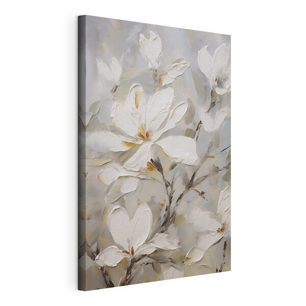 Stampa su tela Dipinto raffigurante fiori bianchi
