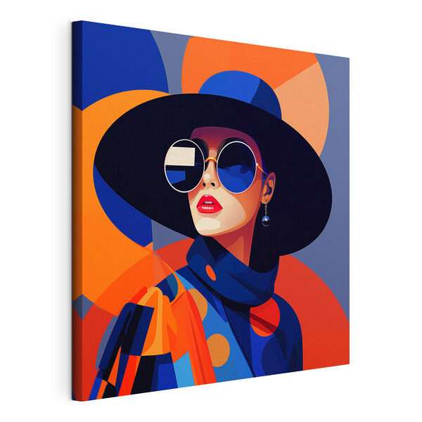 Donna con cappello e occhiali da sole Stampa su tela Donna con cappello e occhiali da sole