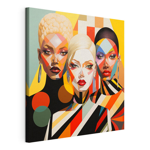 Gruppo di donne con i volti di diversi colori Stampa su tela Gruppo di donne con i volti di diversi colori