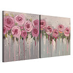 Stampa su tela modulare Dipinto raffigurante fiori rosa