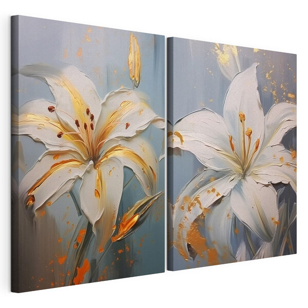 Dipinto raffigurante fiori bianchi Stampa su tela modulare Dipinto raffigurante fiori bianchi