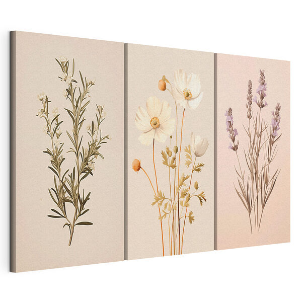 Stampa su tela modulare Dipinto raffigurante fiori bianchi