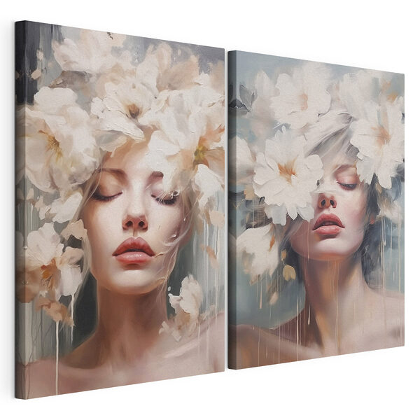 Stampa su tela modulare Donna con dei fiori tra i capelli