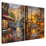 Stampa su tela modulare Dipinto raffigurante una strada con una torre sullo sfondo