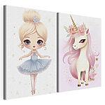 Stampa su tela modulare Due poster raffiguranti un unicorno e un unicorno