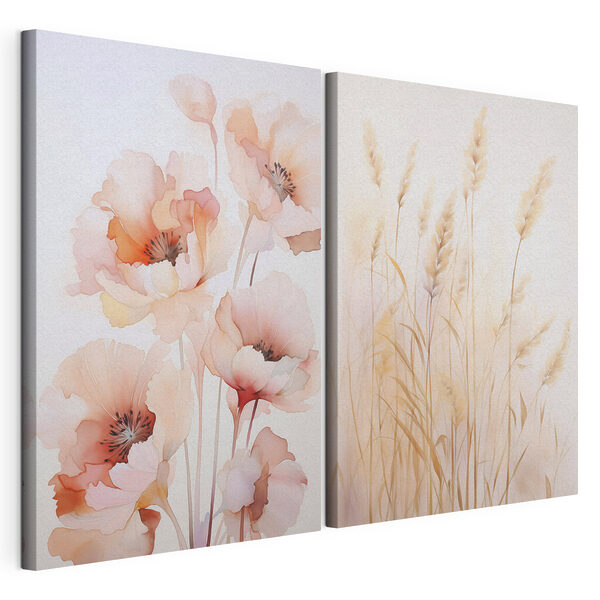 Stampa su tela modulare Dipinto raffigurante fiori e grano