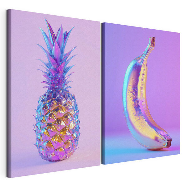 Una banana e un ananas Stampa su tela modulare Una banana e un ananas
