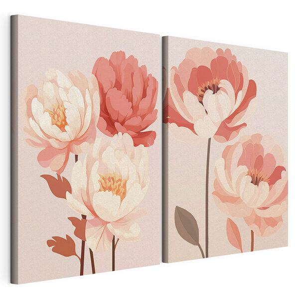 Stampa su tela modulare Splendidi fiori dai colori tenui