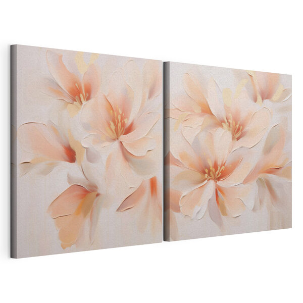 Fiori delicati dai colori tenui Stampa su tela modulare Fiori delicati dai colori tenui