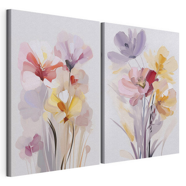 Dipinto di fiori su sfondo bianco Stampa su tela modulare Dipinto di fiori su sfondo bianco