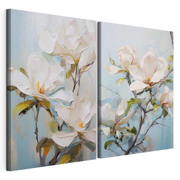 Dipinto raffigurante fiori bianchi Stampa su tela modulare Dipinto raffigurante fiori bianchi