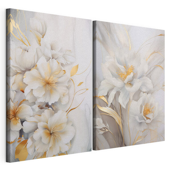 Fiori delicati dai colori tenui Stampa su tela modulare Fiori delicati dai colori tenui