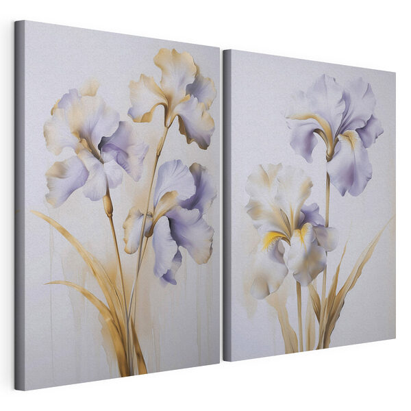 Stampa su tela modulare Eleganti iris dai toni tenui