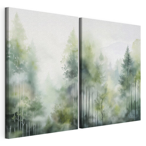 Stampa su tela modulare Dipinto di alberi nella nebbia