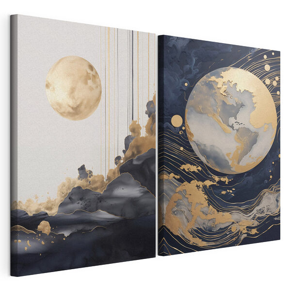 Stampa su tela modulare Due dipinti della luna e della luna