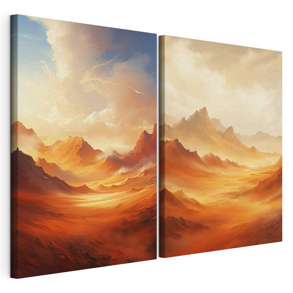 Screenshot di un dipinto raffigurante un paesaggio desertico Stampa su tela modulare Screenshot di un dipinto raffigurante un paesaggio desertico