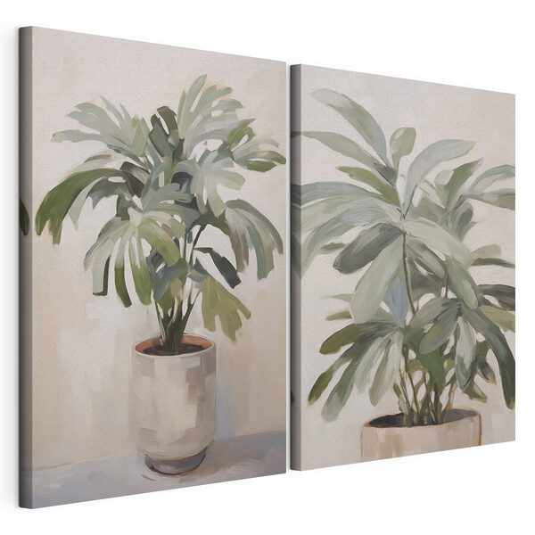 Stampa su tela modulare Dipinto raffigurante una pianta in vaso