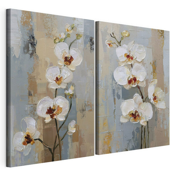 Dipinto raffigurante fiori bianchi Stampa su tela modulare Dipinto raffigurante fiori bianchi
