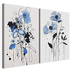 Stampa su tela modulare Dipinto di fiori realizzato con colori nero e blu