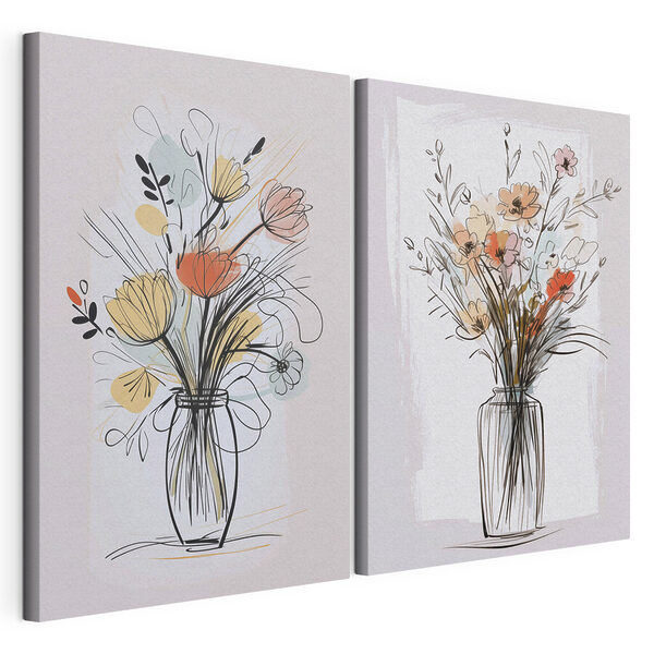 Stampa su tela modulare Dipinto raffigurante dei fiori in un vaso