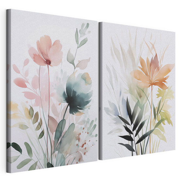 Stampa su tela modulare Dipinto di fiori e foglie