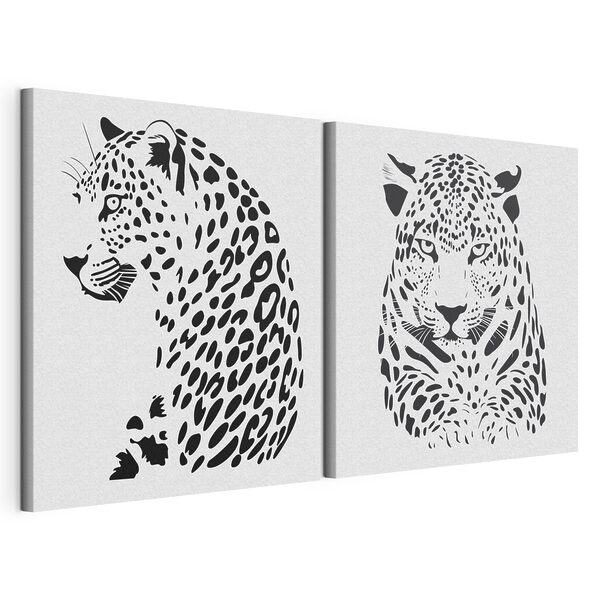 Raffigurazione artistica della maestosità di un leopardo Stampa su tela modulare Raffigurazione artistica della maestosità di un leopardo