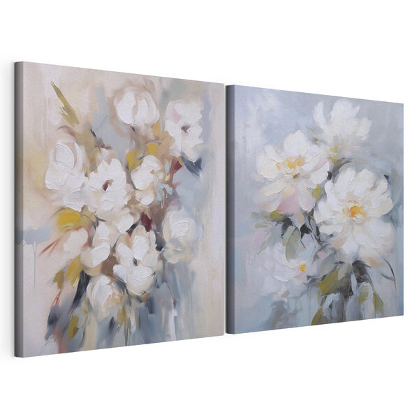 Fiori eleganti dai delicati toni pastello Stampa su tela modulare Fiori eleganti dai delicati toni pastello