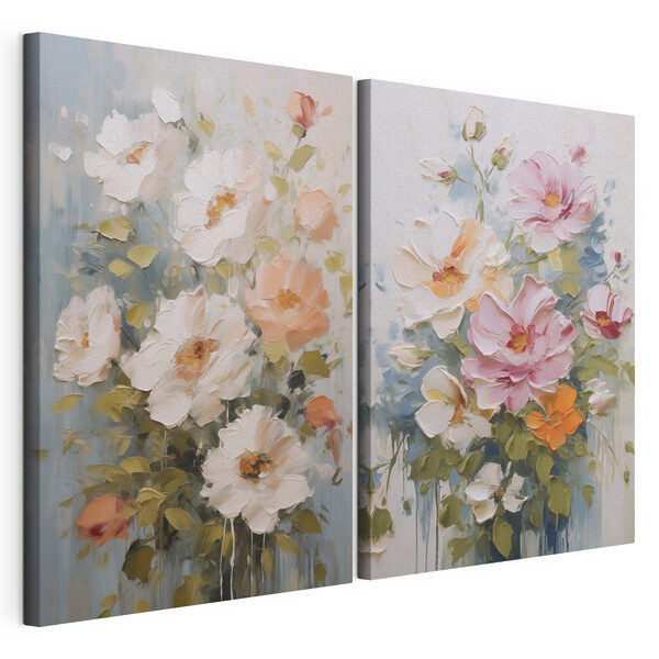 Dipinto di fiori su tela Stampa su tela modulare Dipinto di fiori su tela