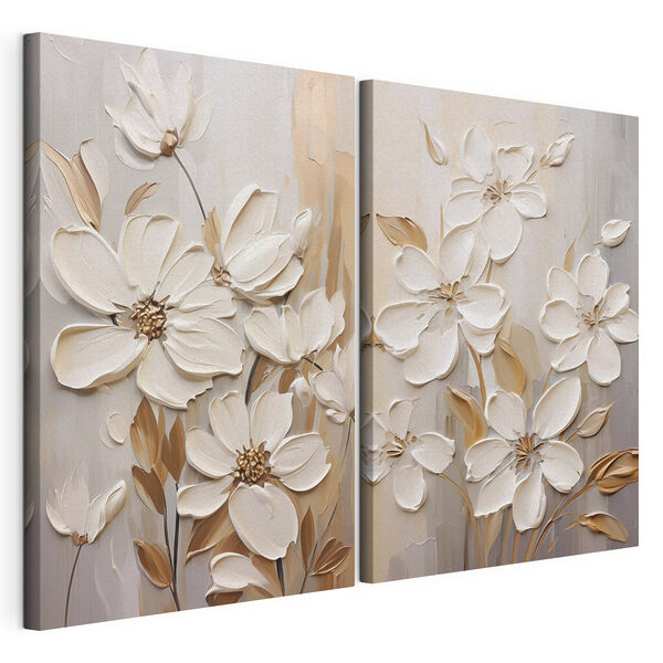 Fiori eleganti dai colori tenui Stampa su tela modulare Fiori eleganti dai colori tenui
