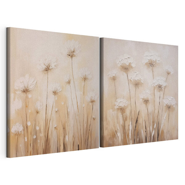 Stampa su tela modulare Dipinto di fiori su sfondo beige