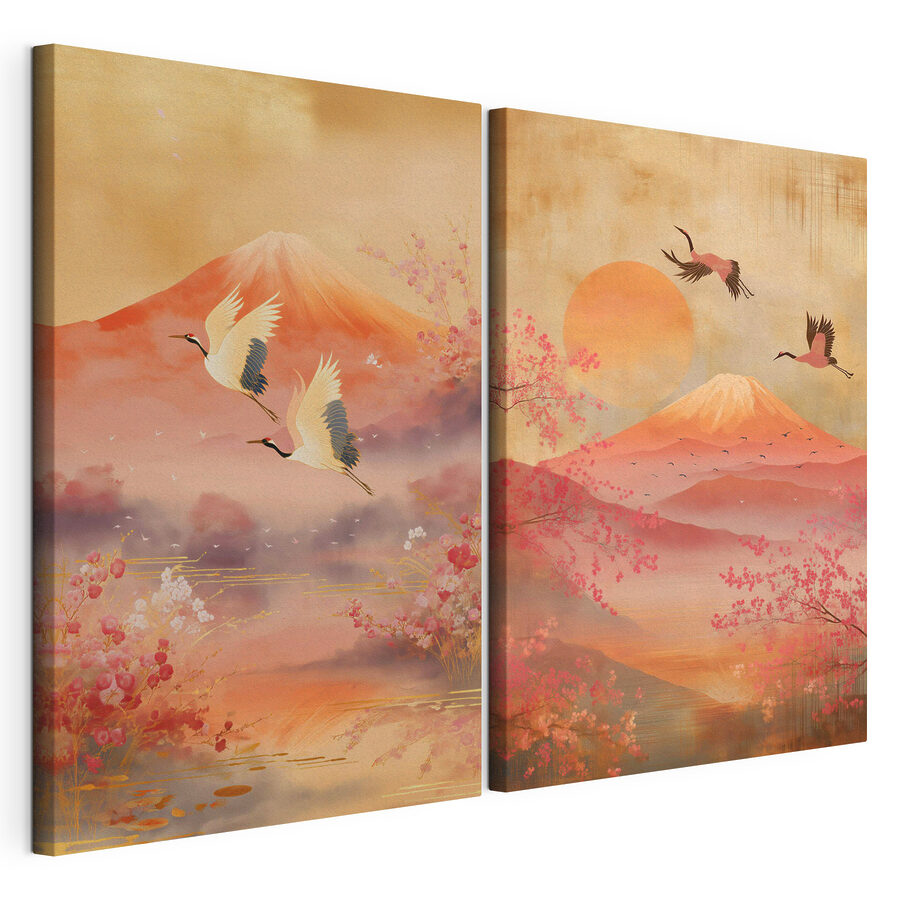 Quadro multipannello Primavera con le gru (COD: m30042) Quadro multipannello Primavera con le gru (COD: m30042)