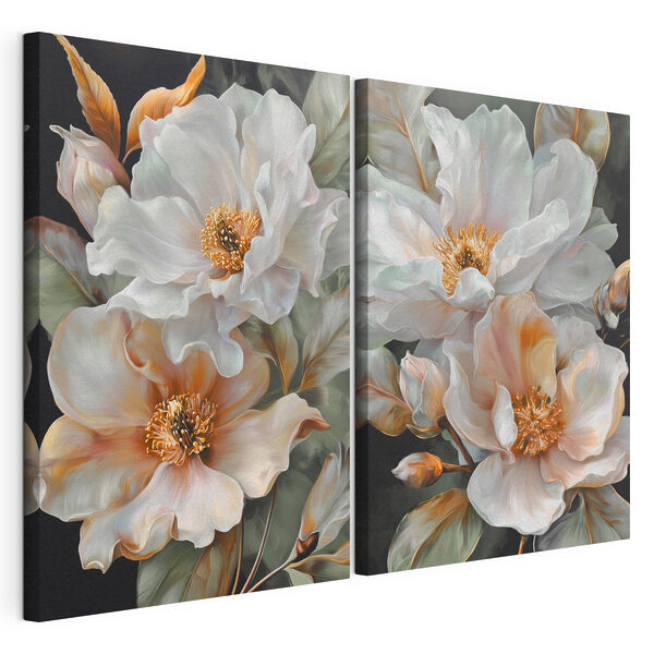 - Fiori delicati dai colori tenui Stampa su tela modulare - Fiori delicati dai colori tenui