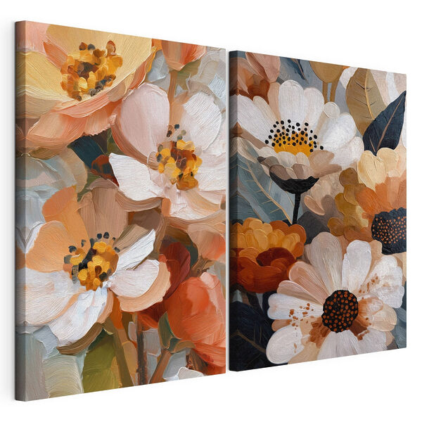 Stampa su tela modulare Fiori dai colori vivaci e dalle tonalità tenui