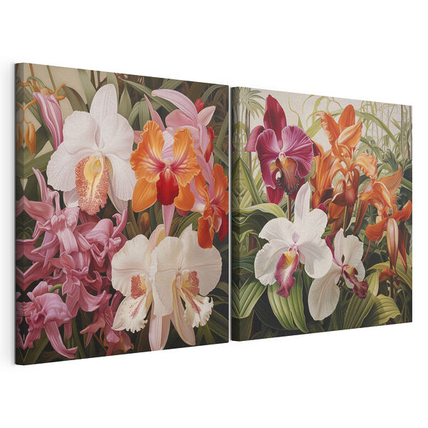 Orchidee dai colori vivaci in piena fioritura Stampa su tela modulare Orchidee dai colori vivaci in piena fioritura
