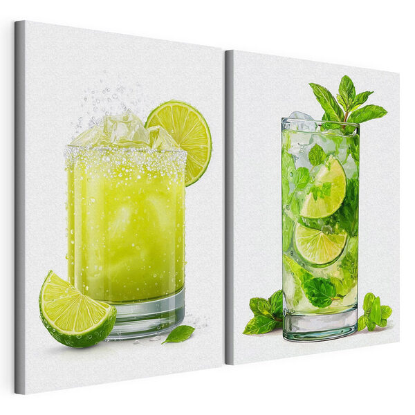Ti aspettano rinfrescanti bevande agli agrumi e alla menta Stampa su tela modulare Ti aspettano rinfrescanti bevande agli agrumi e alla menta