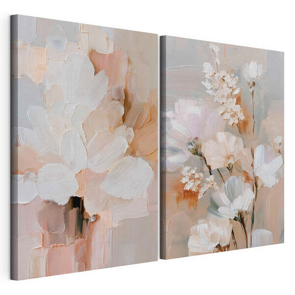 Fiori delicati dai colori tenui Stampa su tela modulare Fiori delicati dai colori tenui