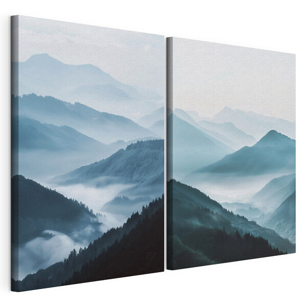 Stampa su tela modulare Collage di montagne avvolte dalla nebbia