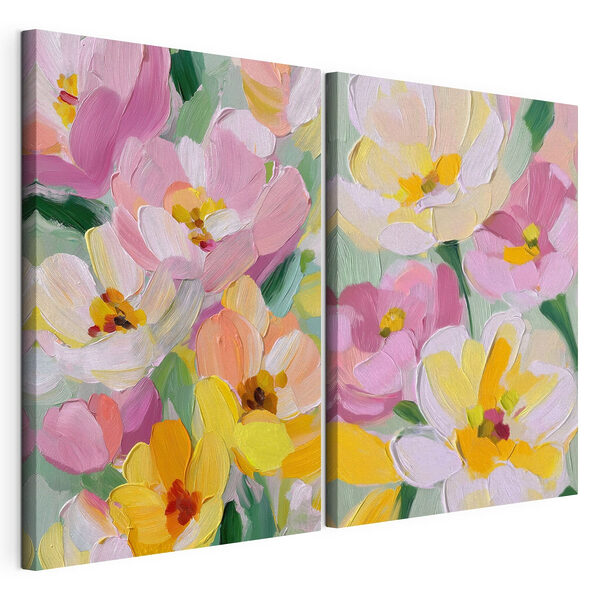 Stampa su tela modulare Fiori dai colori vivaci in delicate tonalità pastello