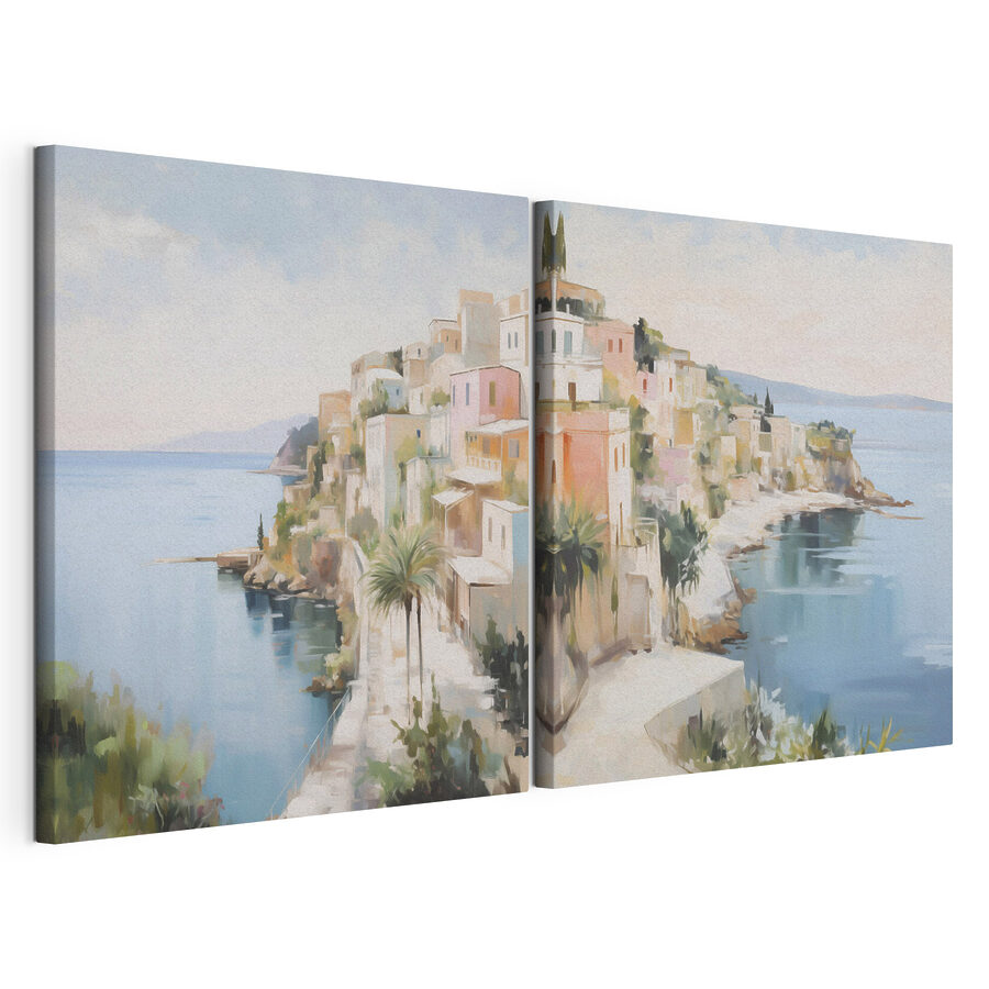 Quadro multipannello Fascino del borgo sul mare (COD: m30295)